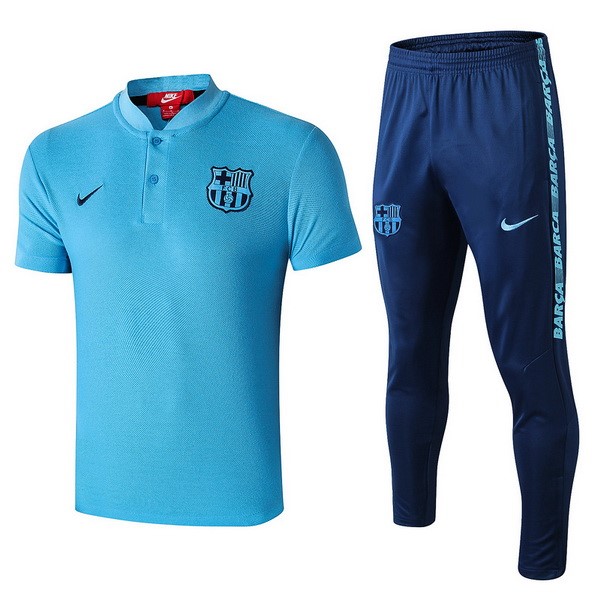 Polo Conjunto Completo Barcelona 2019/20 Azul Claro